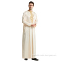 Tunic Dress Robe Full Length Middle East Mens Embroidery Imitated Silk Robe Long Sleeve Arab Thobe